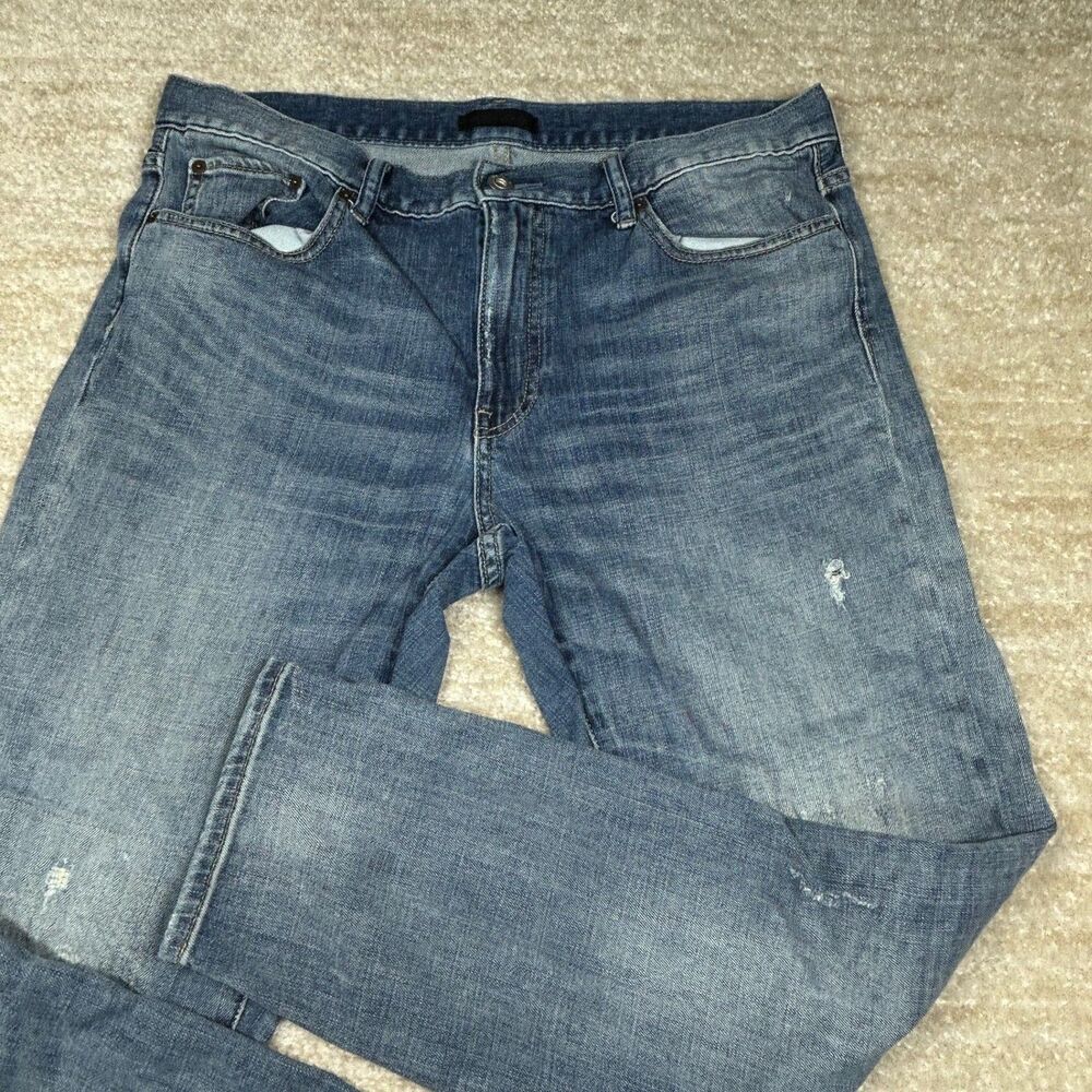 UNIQLO Jeans Mens‎ 29 Light Wash Distressed Slim Straight Ripped Faded Denim